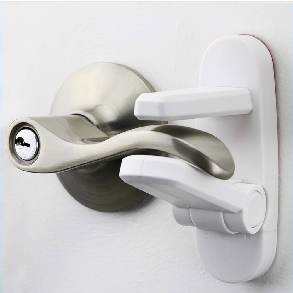 Silver Door Handle with White Child Lock new in box